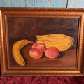 Lot 001 - Antique Oil On Canvas Still Life Painting Of Bananas And Peaches In Frame, Signed L.M. Bottoms, Framed