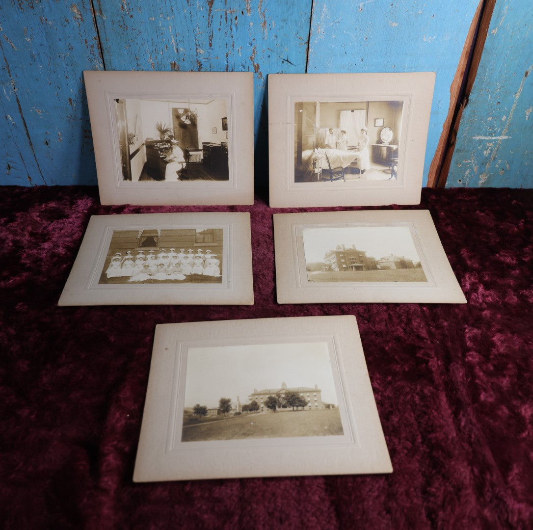 Lot 003 - Grouping Of Five Antique Boarded Photos Of The Staff, Nurses, Patients, And Grounds Of Cooley Dickinson Hospital, Northampton, Massachusetts, Devine & Rosenberg Photographers