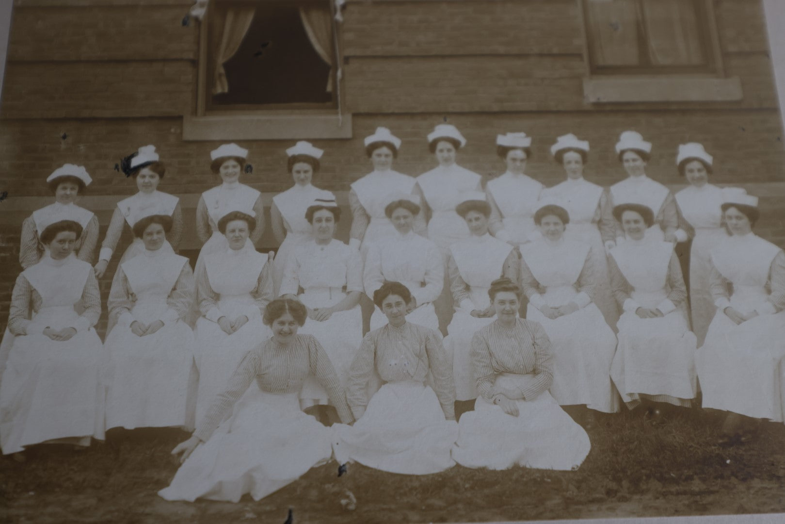 Lot 003 - Grouping Of Five Antique Boarded Photos Of The Staff, Nurses, Patients, And Grounds Of Cooley Dickinson Hospital, Northampton, Massachusetts, Devine & Rosenberg Photographers