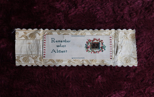 Lot 005 - Antique Paper And Cloth Memento Bookmark, "Remember When Absent," With Woven Hair Keepsake