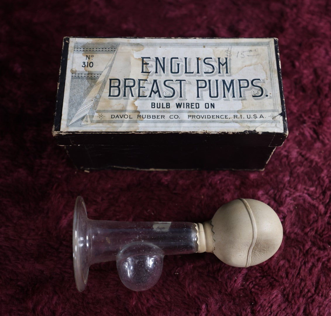 Lot 011 - Antique English Breast Pump In Box, Davol Rubber Co, Providence, Ri