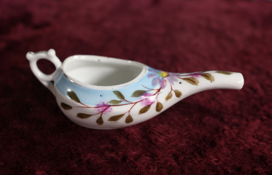 Lot 013 - Antique Hand Painted Porcelain Invalid Feeder Cup, Possibly Made In Japan