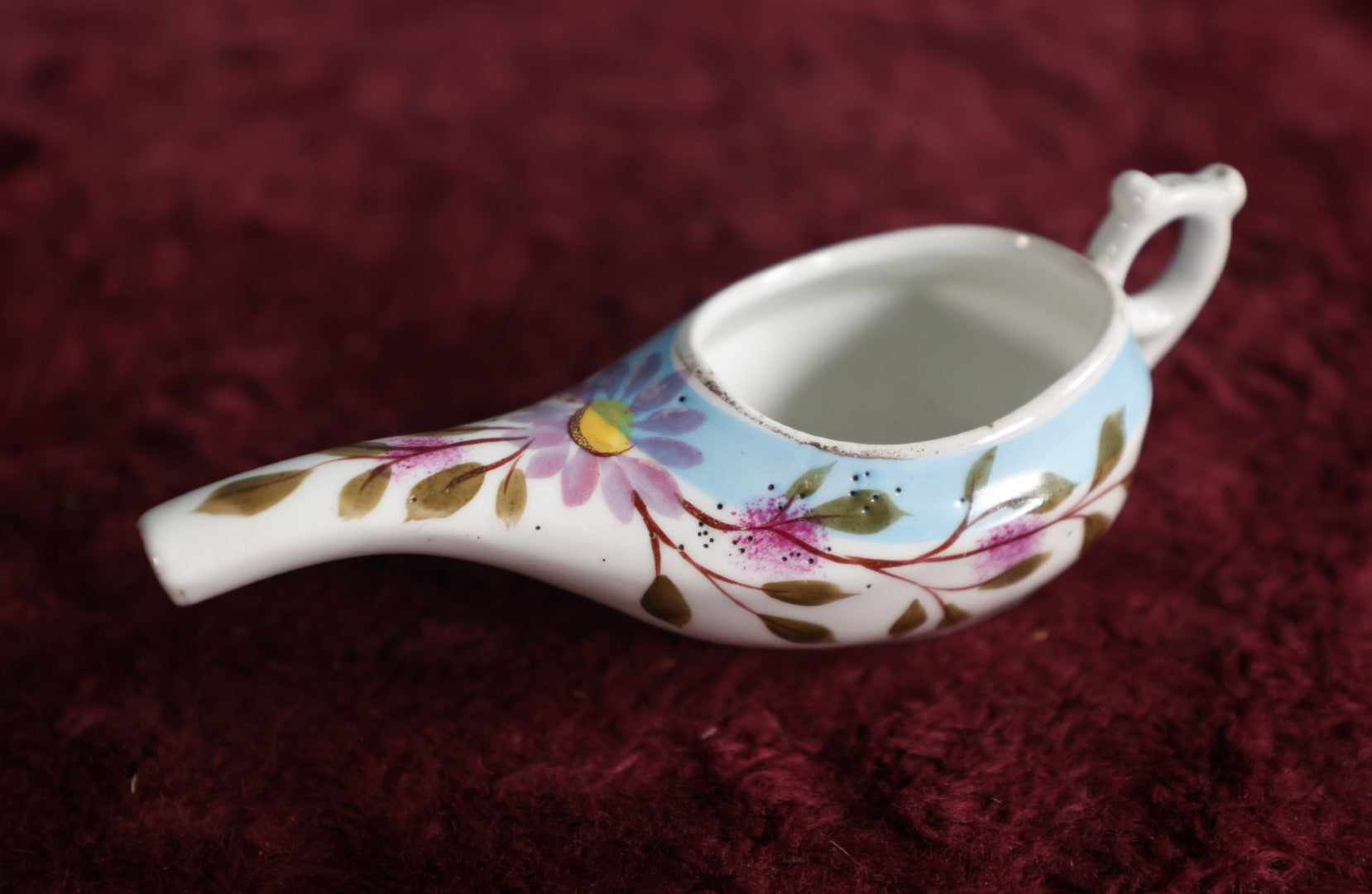 Lot 013 - Antique Hand Painted Porcelain Invalid Feeder Cup, Possibly Made In Japan