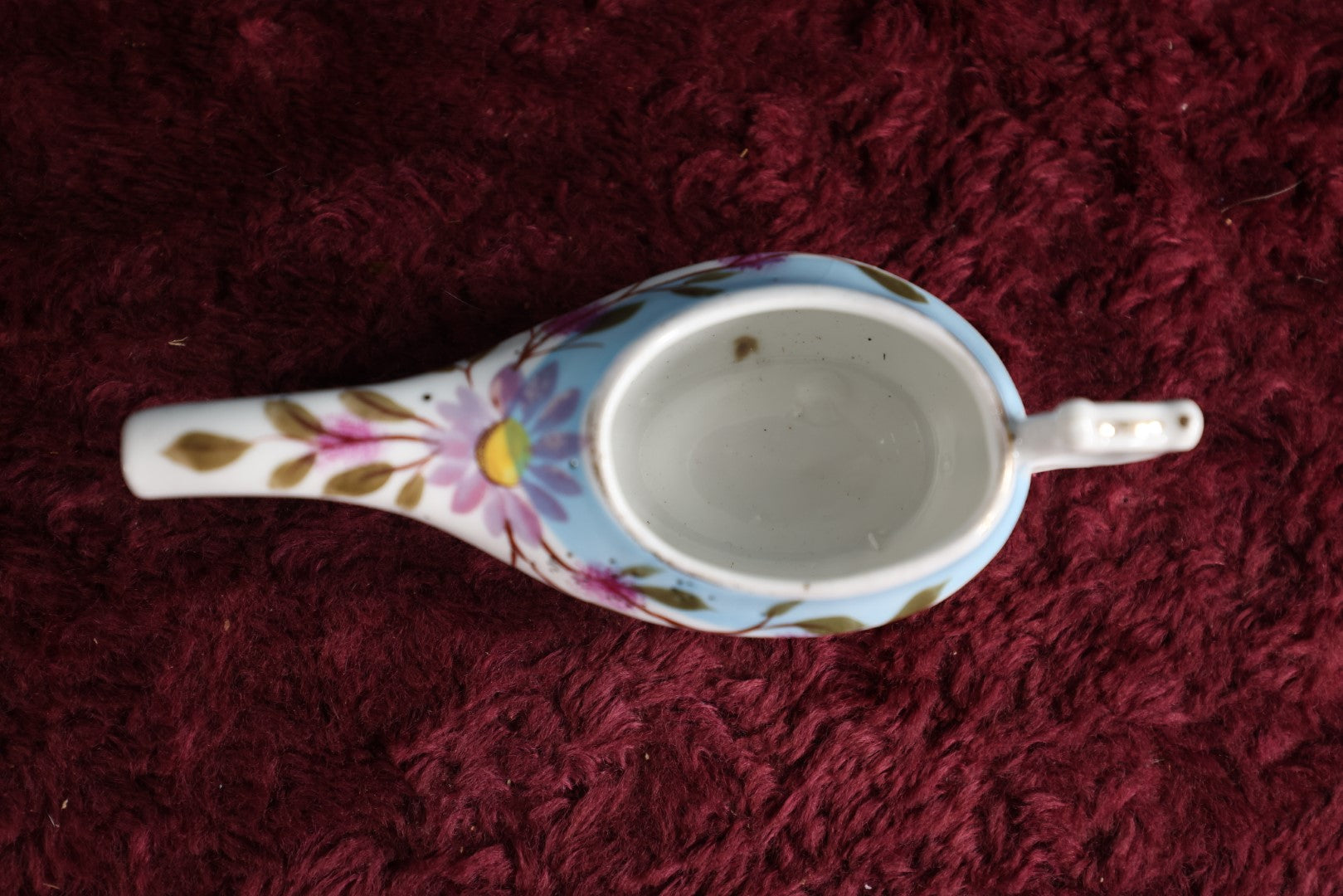 Lot 013 - Antique Hand Painted Porcelain Invalid Feeder Cup, Possibly Made In Japan