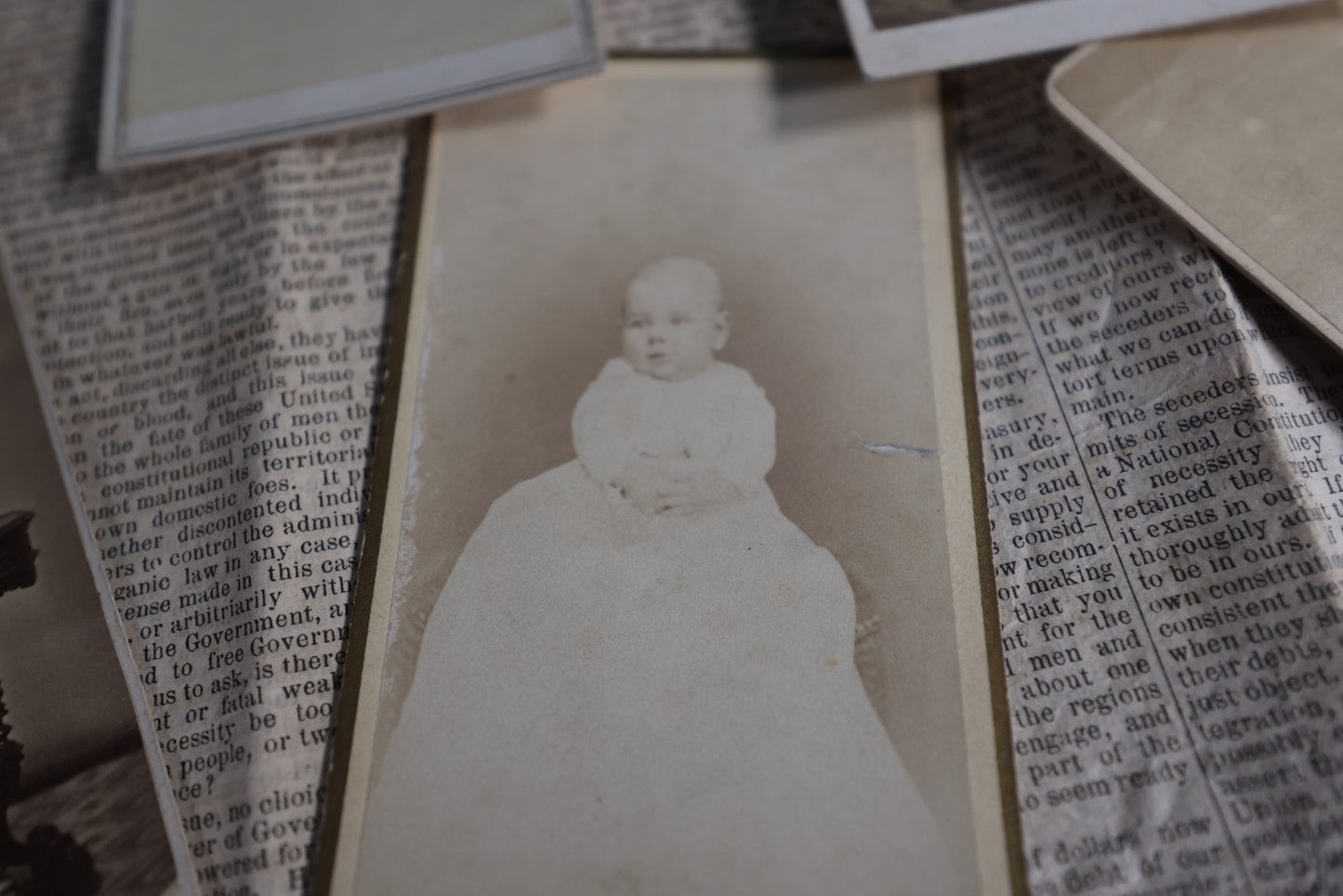 Lot 015 - Massive Family Photo Archive With Tintypes, Cdv Photos, And More, Including Box And 1861 Newspaper With Message From President Abraham Lincoln