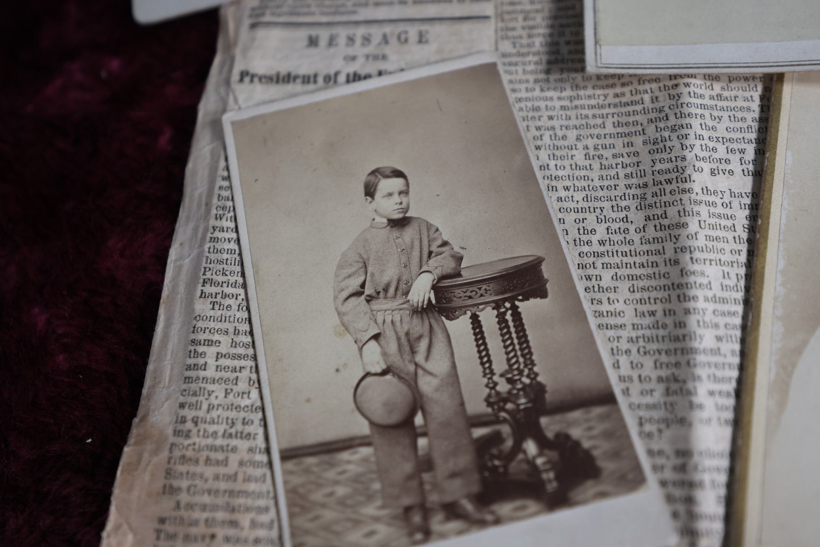 Lot 015 - Massive Family Photo Archive With Tintypes, Cdv Photos, And More, Including Box And 1861 Newspaper With Message From President Abraham Lincoln