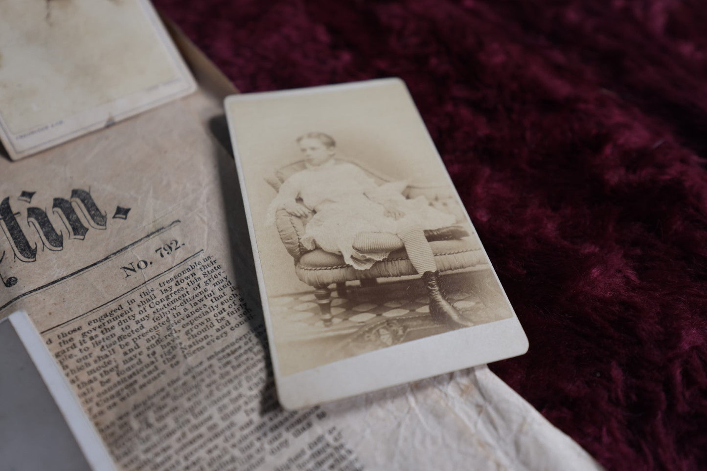 Lot 015 - Massive Family Photo Archive With Tintypes, Cdv Photos, And More, Including Box And 1861 Newspaper With Message From President Abraham Lincoln