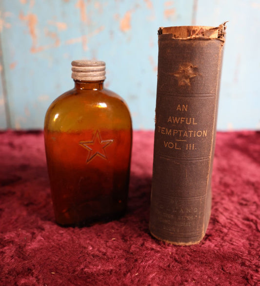 Lot 017 - Antique Booksafe, Faux Temperance Book Hiding Liquor Bottle, "An Awful Temptation," Patented 1903