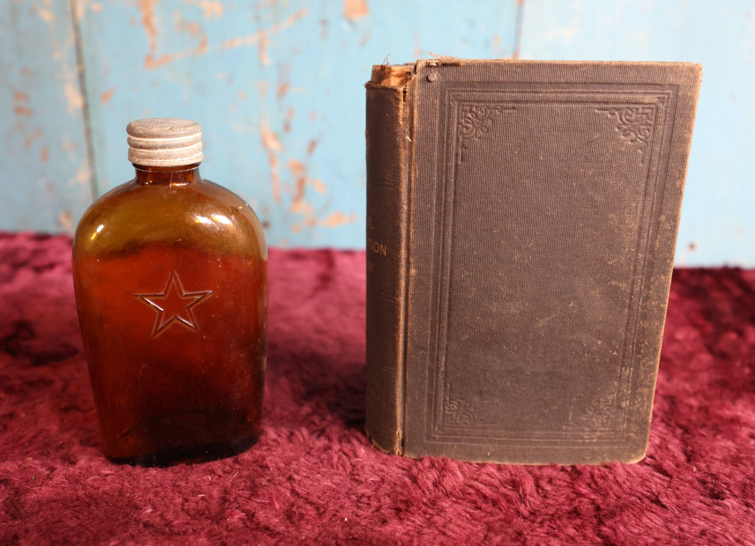 Lot 017 - Antique Booksafe, Faux Temperance Book Hiding Liquor Bottle, "An Awful Temptation," Patented 1903