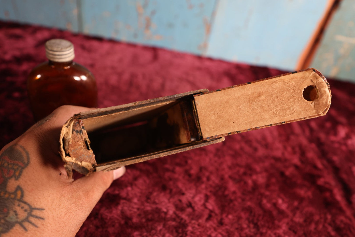 Lot 017 - Antique Booksafe, Faux Temperance Book Hiding Liquor Bottle, "An Awful Temptation," Patented 1903