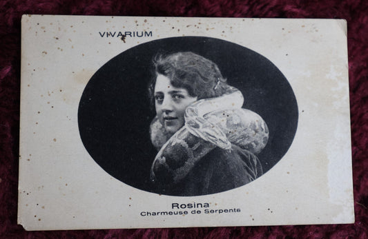 Lot 022 - Antique French Rppc Real Photo Postcard Of Rosina, Snake Charmer, Vivarium Mark, Ch. Chambon, Bordeaux