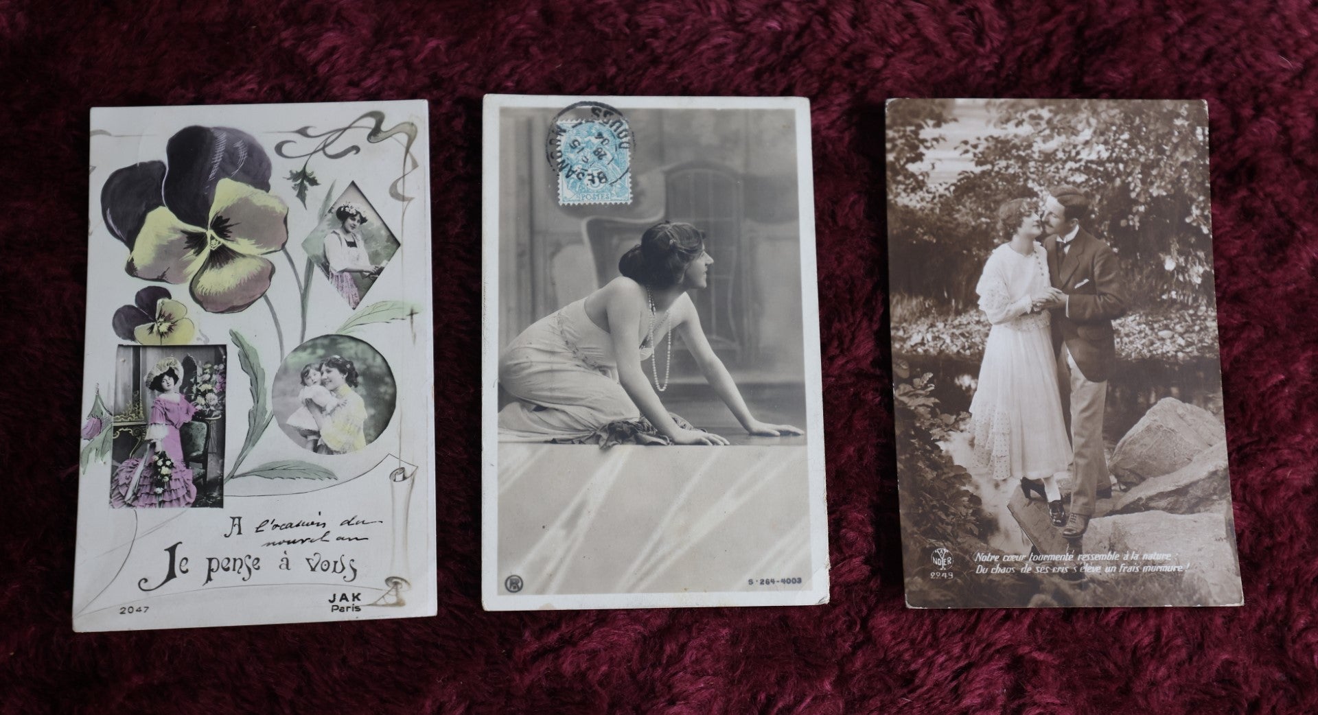 Lot 026 - Grouping Of Three Antique French Romance Postcards