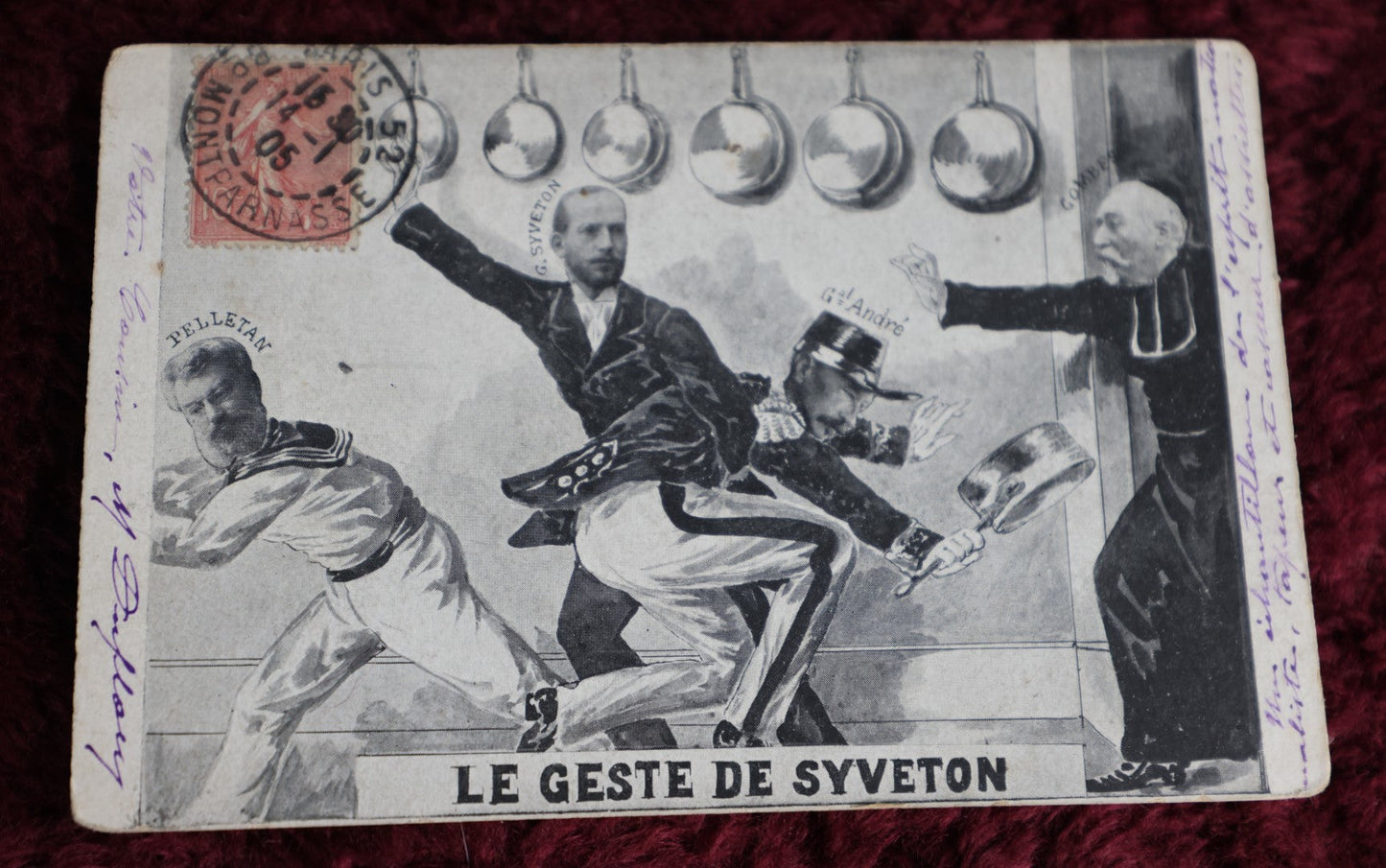 Lot 027 - Grouping Of Two Antique French World War I Cartoon Propaganda Postcards