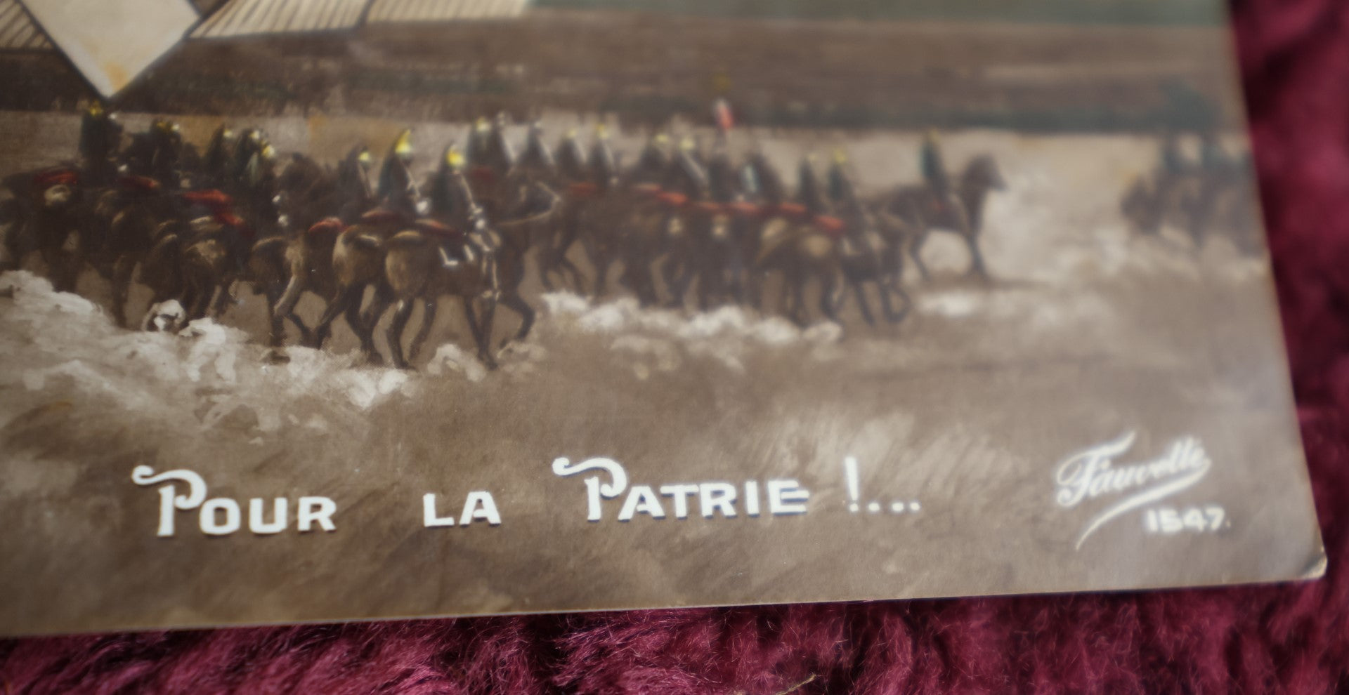 Lot 028 - Grouping Of Four Color Antique French World War I Postcards, Goddess Of War, Etc