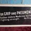 Lot 038 - Antique Father John's Medicine Broadside Advertisement, Backed By Cardboard And Plastic Wrapped, Losses To Corners