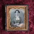 Lot 040 - Antique 6th Plate Daguerreotype Photograph Of Pretty Young Woman, Half Leatherette Case