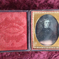 Lot 041 - Antique 9th Plate Daguerreotype Photograph Of Young Man In Full Leatherette Case, Photrographer Marked Pillow