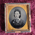 Lot 046 - Antique 6th Plate Tintype Photohgraph Of Pretty Young Woman, L.R. Gard, Artist, Marked Mat