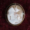 Lot 057 - Victorian Cameo Brooch Pin With Hair Memento On Back, Wear, Crack In Glass