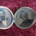 Lot 059 - Antique Gold Toned Locket With Pair Of Tintype Photos, Two Men