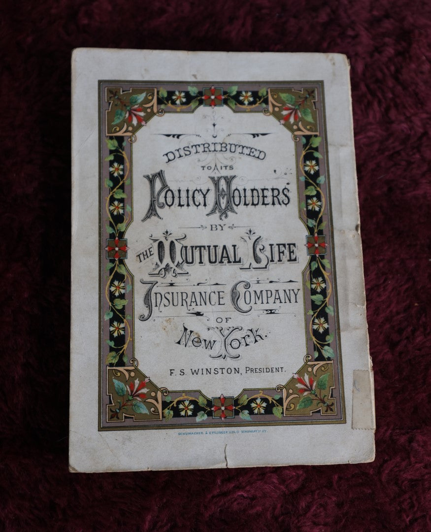 Lot 063 - Antique Advertising Book, Plain Directions For Accidents, Emergencies, And Poisons, Distributed By The Mutual Life Insurance Company, New York, 1875