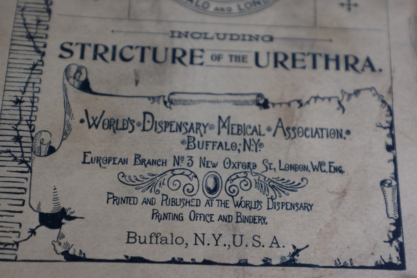 Lot 064 - Antique Pamhlet X, Venereal Disases, Gonorrhea And Syphilis, Including Stricture Of The Urethra, By The World'S Dispensary Medical Association, Buffalo, N.Y.