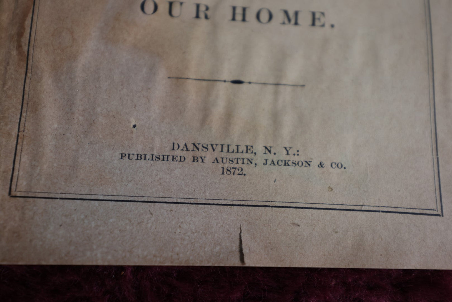 Lot 065 - Antique Pamphlet, Four Drunkards, By James Jackson, M.D., Advertising "Our Home," The Largest Hygenic Water Cure, 1872