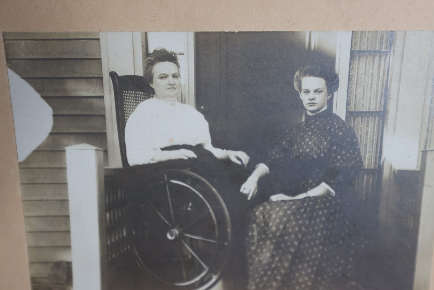 Lot 066 - Antique Boarded Photo Of Woman In Wheelchair, And Other Woman