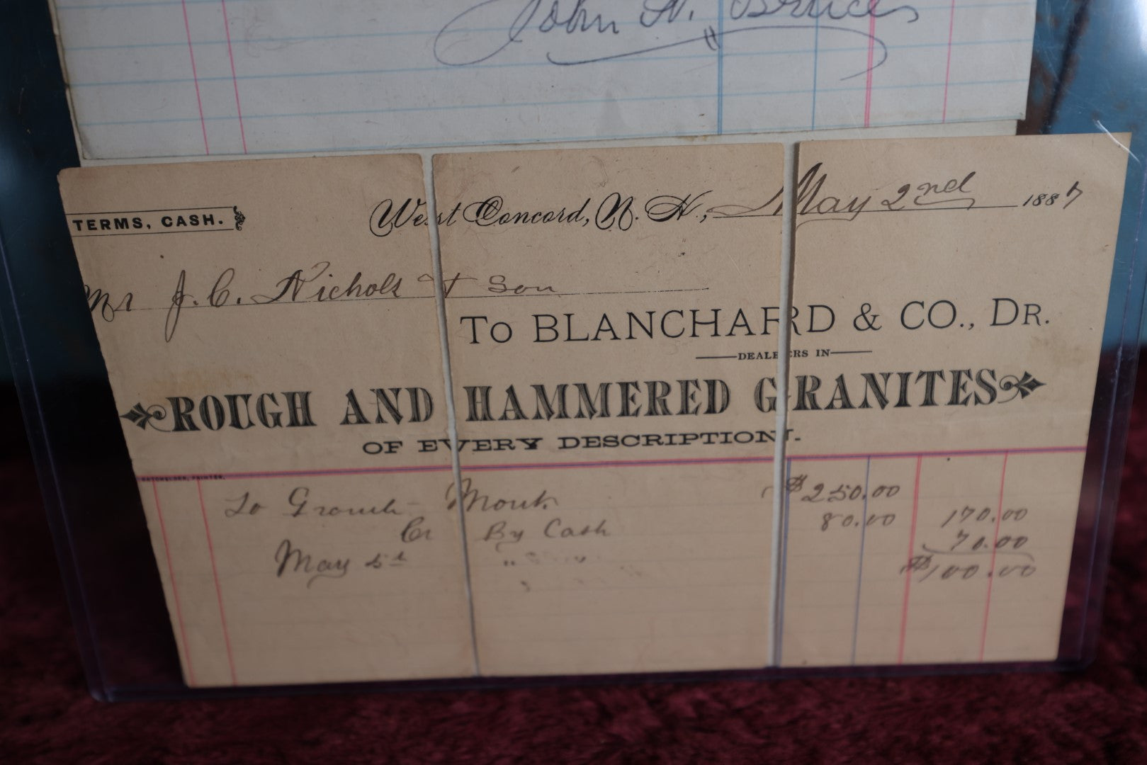 Lot 067 - Grouping Of Antique Funeral Ephemera, John N. Bruce, Dr., Funeral Director, Undertaker, Embalmer, Other Documents, Manchester, N.H., 1880S