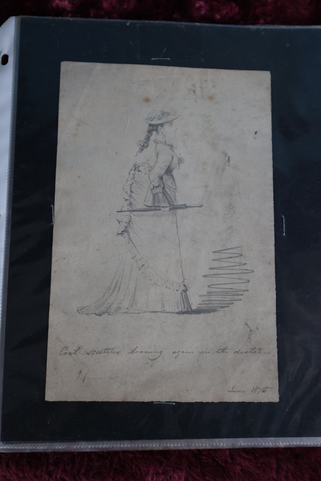 Lot 069 - Antique Grouping Of Circa 1875 Pencil Sketches, Organized Neatly Into A Makeshift Book, Women, Dogs, Shows, Initialed Signature