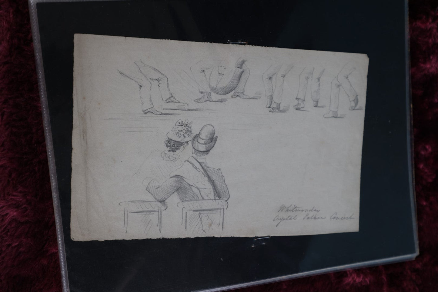 Lot 069 - Antique Grouping Of Circa 1875 Pencil Sketches, Organized Neatly Into A Makeshift Book, Women, Dogs, Shows, Initialed Signature