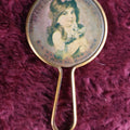 Lot 071 - Vinatge Mini Hand Mirror, Advertisement For State Mutual Insurance Co., Boston, Girl With Cat
