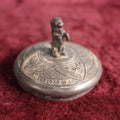 Lot 074 - Antique Silverplate Jar Lid With Begging Dog, Lid Only, Ornate
