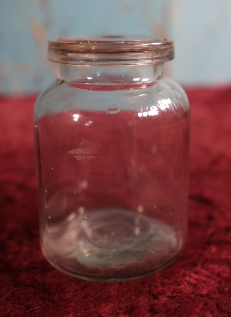 Lot 081 - Antique Bowker'S Pyrox Small Clear Glass Poison Jar With Lid