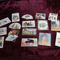Lot 091 - Grouping Of 16 Trade Cards And Art Cards, Antique, Cats Dogs, Hold Up To Light Card