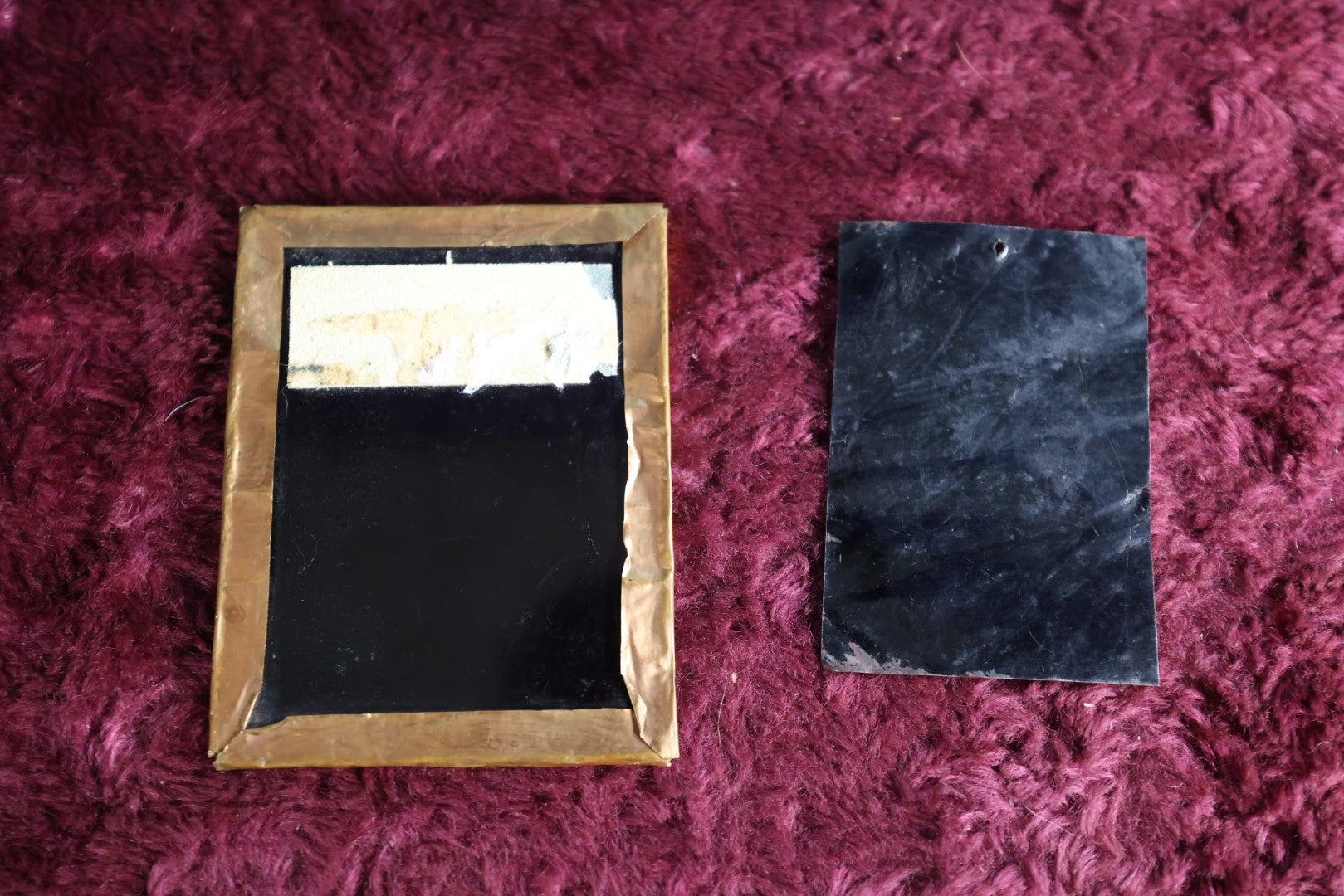 Lot 093 - Pair Of Tintypes, Double Exposure Of Men In Tin Framed And Mat, Along With Damaged Tintype Of Leaning Man