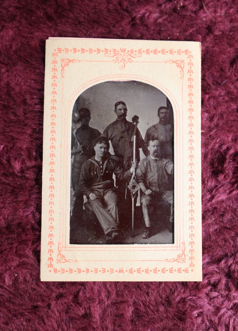 Lot 094 - Occupational Tintype Of Pipefitters In Paper Frame