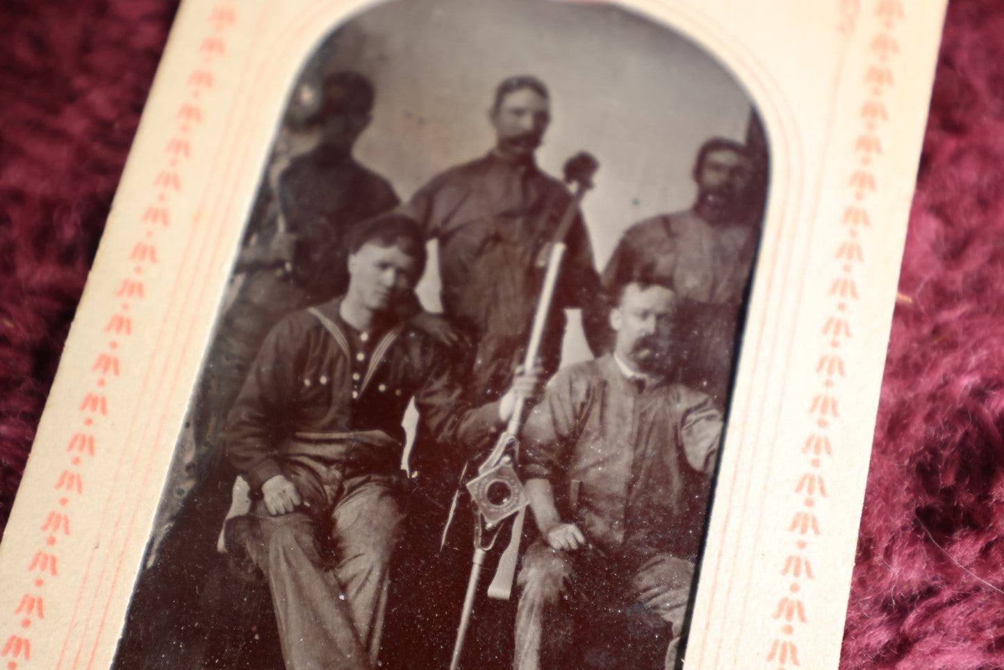 Lot 094 - Occupational Tintype Of Pipefitters In Paper Frame