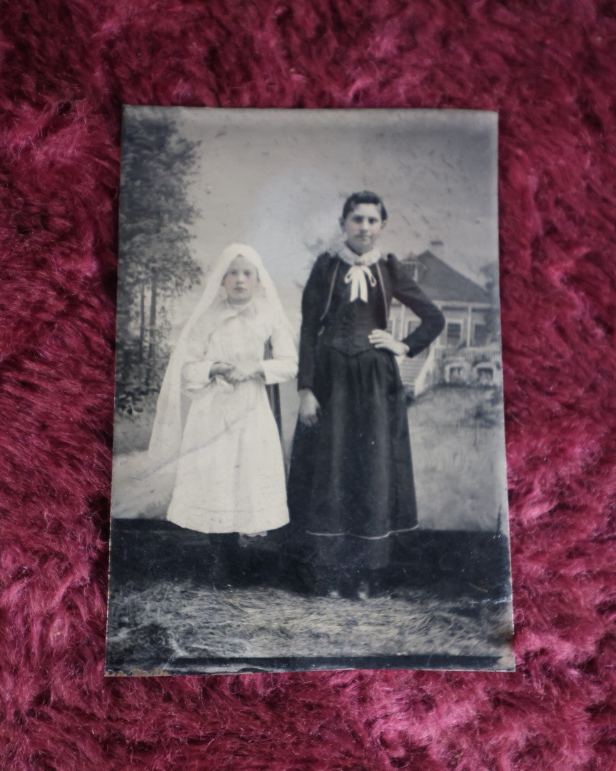 Lot 096 - Tintype Of Girl On Day Of First Communion, Other Woman, Mother?