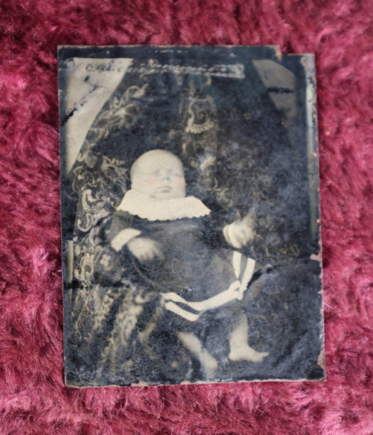 Lot 102 - Hidden Mother Tintype With Baby, Mother Under Paisley Shawl