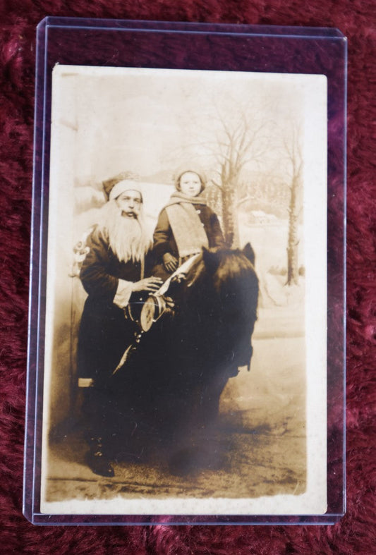 Lot 107 - Antique Rppc Real Photo Postcard Of Santa, Child, Horse