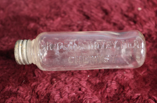 Lot 133 - Ralph C. Hovey, P.H.G. Chemist Glass Vial Bottle With Metal Screw On Cap