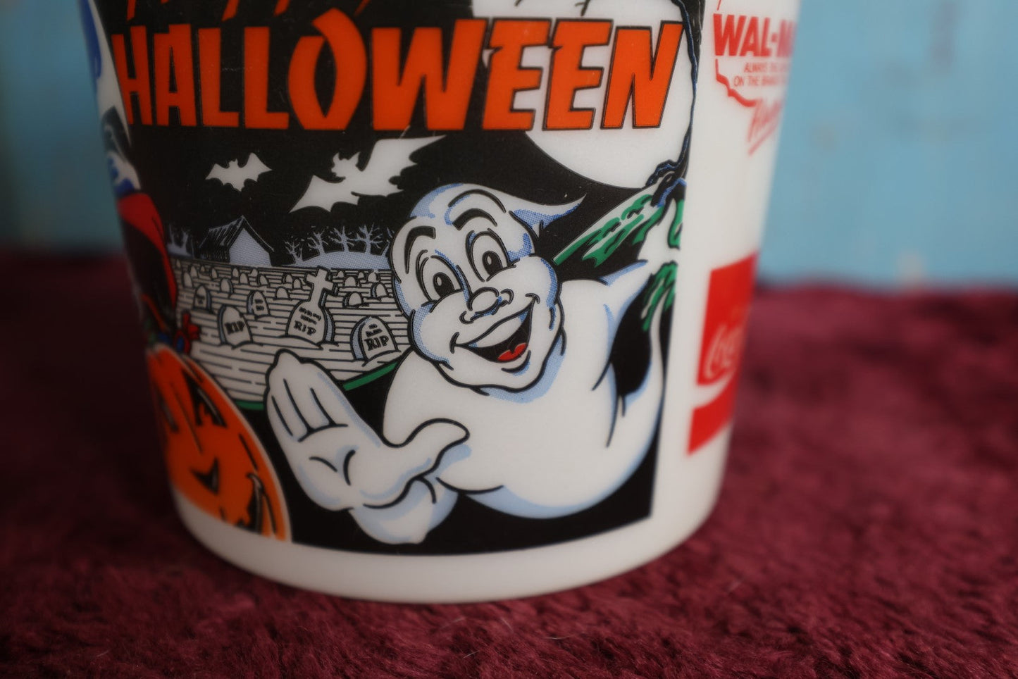 Lot 136 - Vintage Glow In The Dark Wal Mart And Coca Cola Promotional Halloween Candy Pale, Plastic