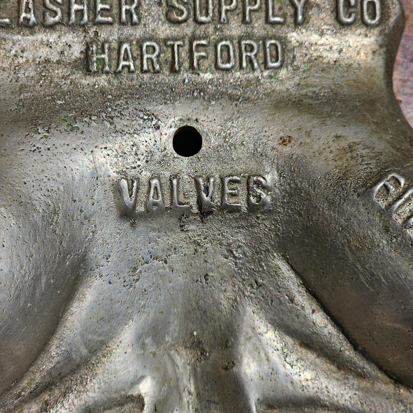 Vintage Cast Metal Advertising Hands Tray, Lasher Supply Co., Hartford, Connecticut - Pipe, Valves, Fittings