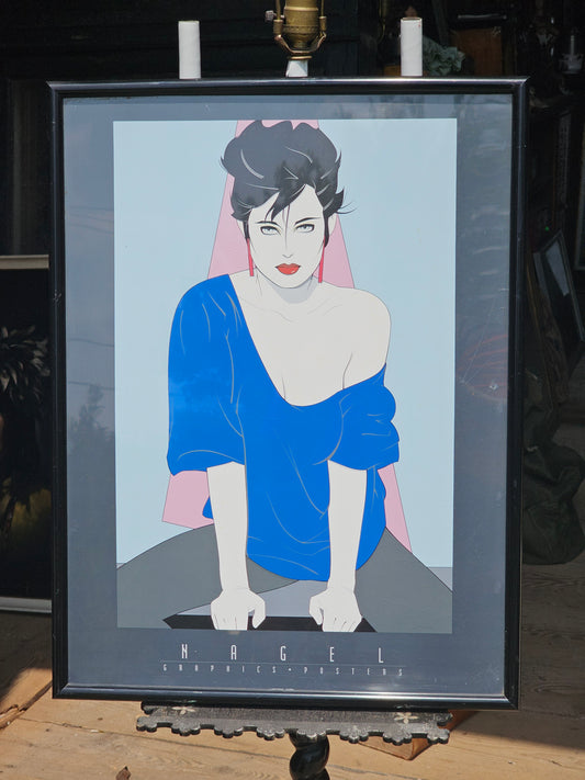 Vintage Nagel Graphics Poster, Wan Straddling Chair, Cheap Plastic Frame, 1990s, 18" x 24"