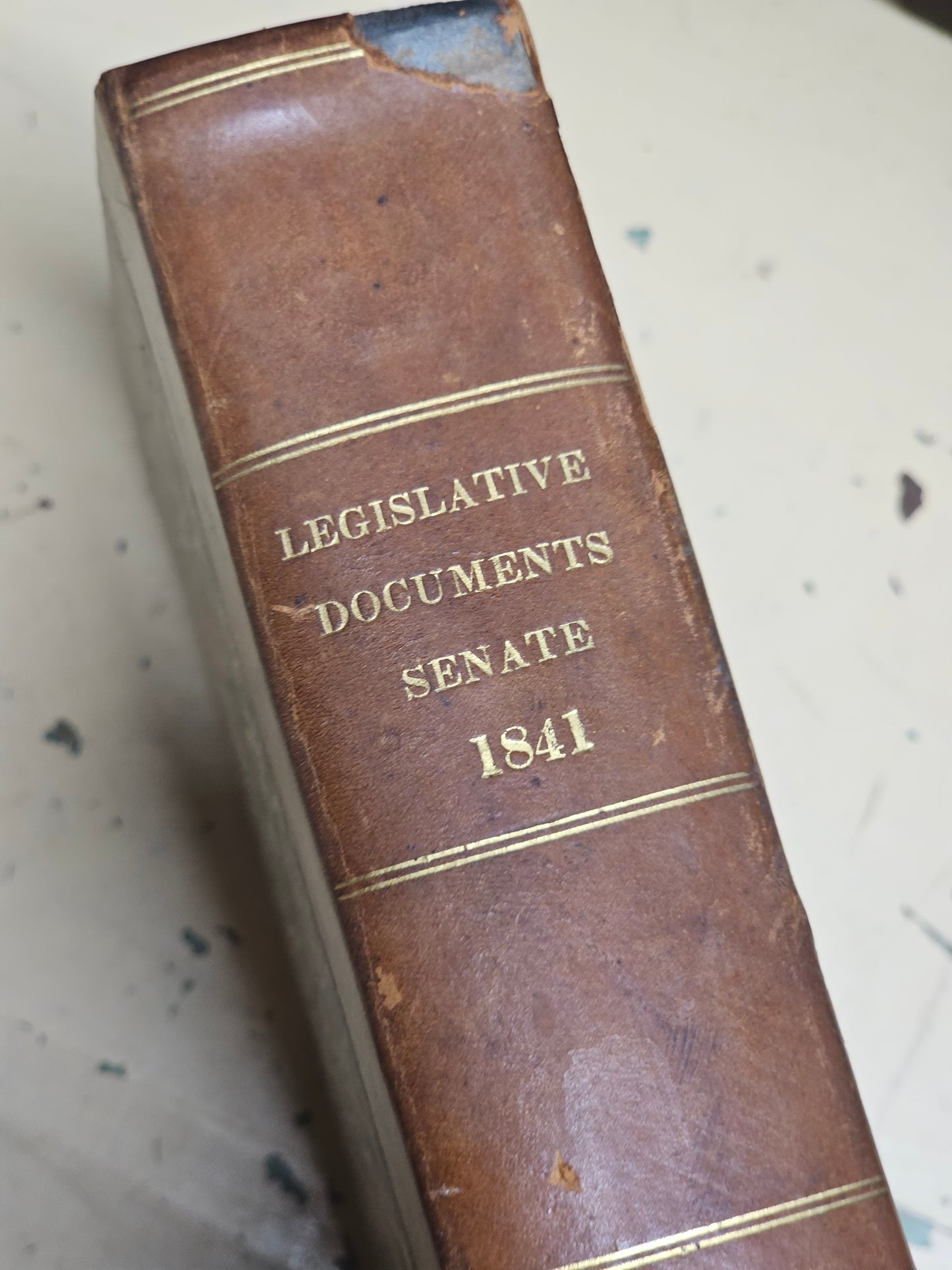 Grouping of Six 1840s Leather Bound Massachusetts Law Books from the Personal Library of American Politician David Henshaw (1791-1852), U.S. Secretary of the Navy Under President John Tyler