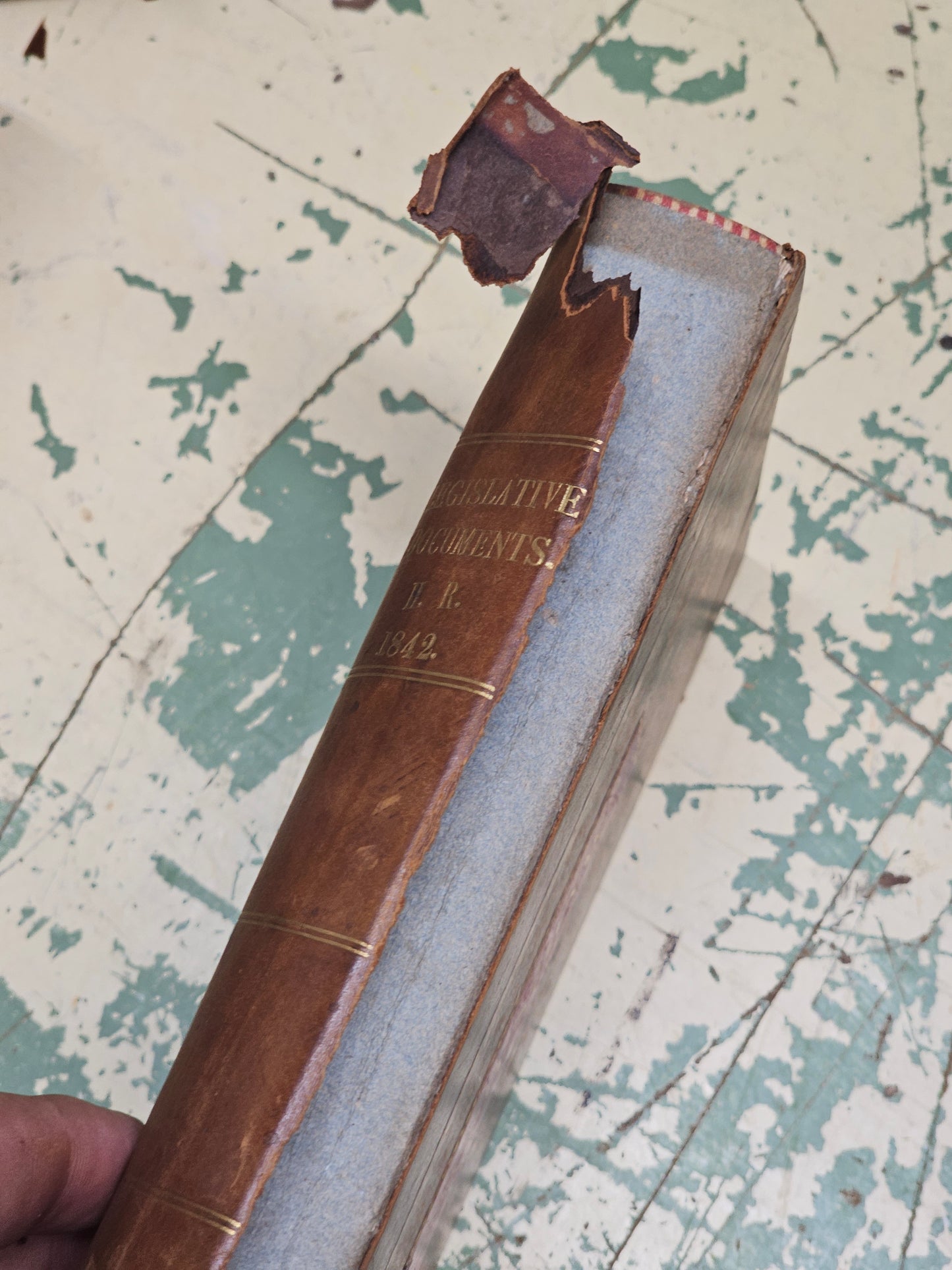 Grouping of Six 1840s Leather Bound Massachusetts Law Books from the Personal Library of American Politician David Henshaw (1791-1852), U.S. Secretary of the Navy Under President John Tyler