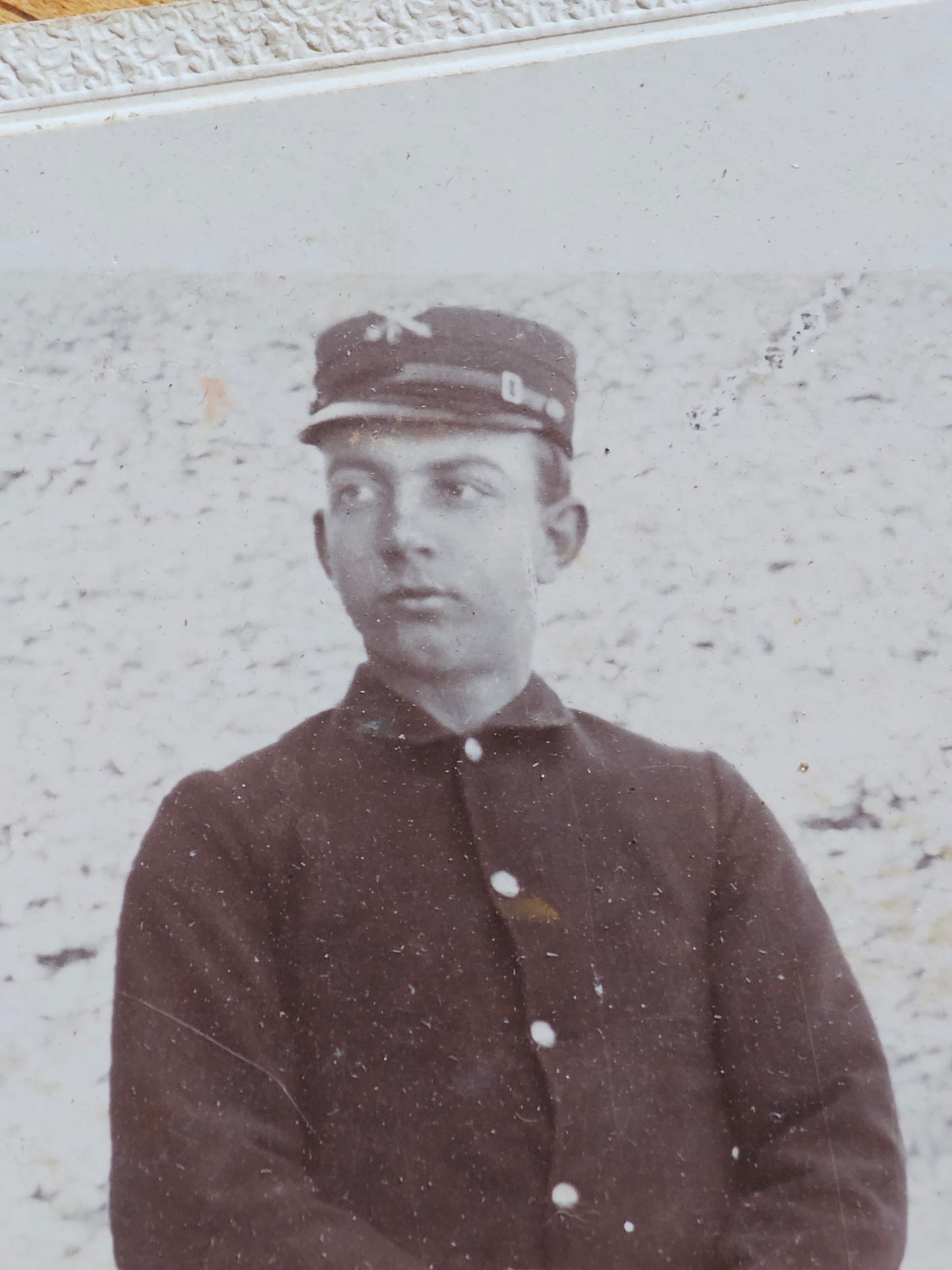 Antique Cabinet Card Photograph of Soldier with Sword, US Belt Buckle