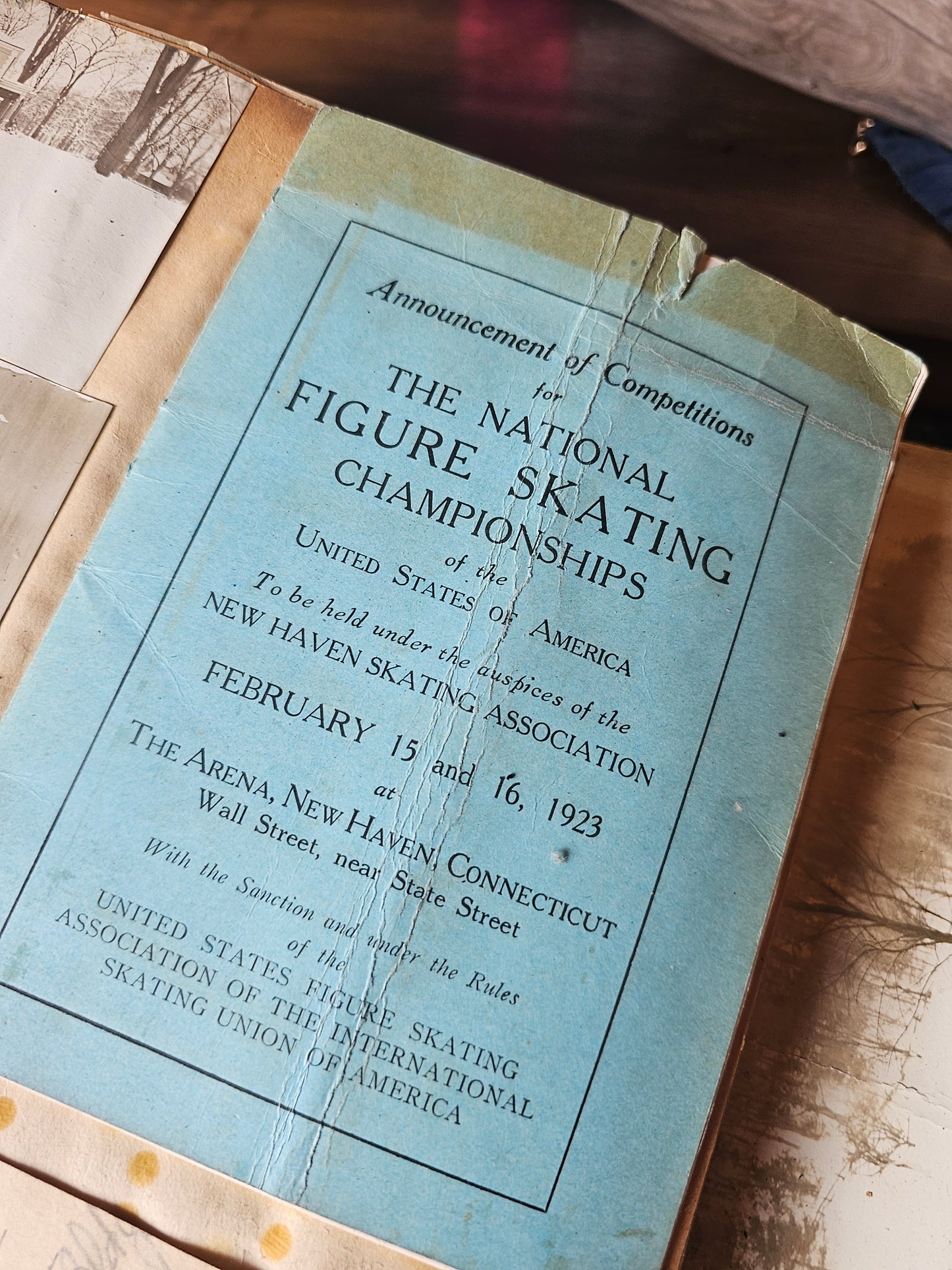 Massive 1920s Scrapbook, Midwestern USA, Ice Skating Photos, Athletics, Tons of Theater Programs, Huge and Packed, Pages Loose, Warped, Hundreds and Hundreds of Pieces