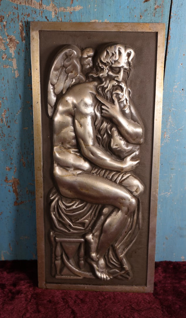 Lot 003 - Vintage Cast Metal Father Time Plaque, Alcoa Foundry, Possible Test Cast